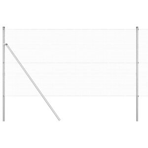 vidaXL gelast draadhek met grondbevestiging 50 x 1 m Zilverkleurig