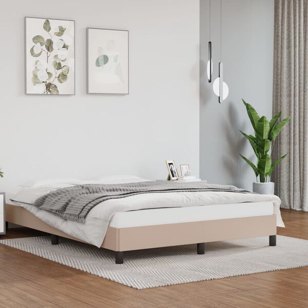 vidaXL Bedframe kunstleer cappuccinokleurig 140x190 cm