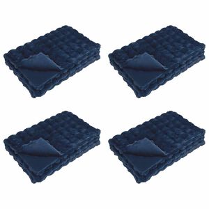 vidaXL Antislip deken van imitatie konijnenbont Olite 4 st Marineblauw