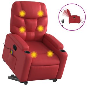 vidaXL Sta-op-massagestoel elektrisch kunstleer rood