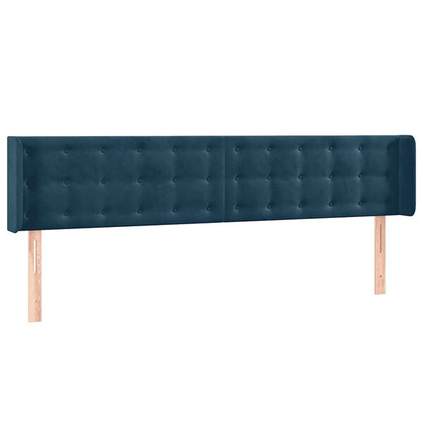 vidaXL Hoofdbord met randen 203x16x78/88 cm fluweel donkerblauw