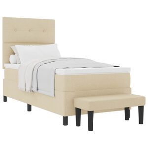 vidaXL Boxspringbed met hoofdeinde Cr&egrave;me 100 x 200 cm Stof