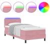 vidaXL LED Box Spring Bed met matras Roze 90 x 190 cm Fluweel