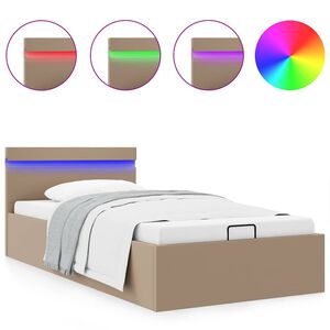 vidaXL Bedframe met opslag en LED kunstleer cappuccino 90x200 cm