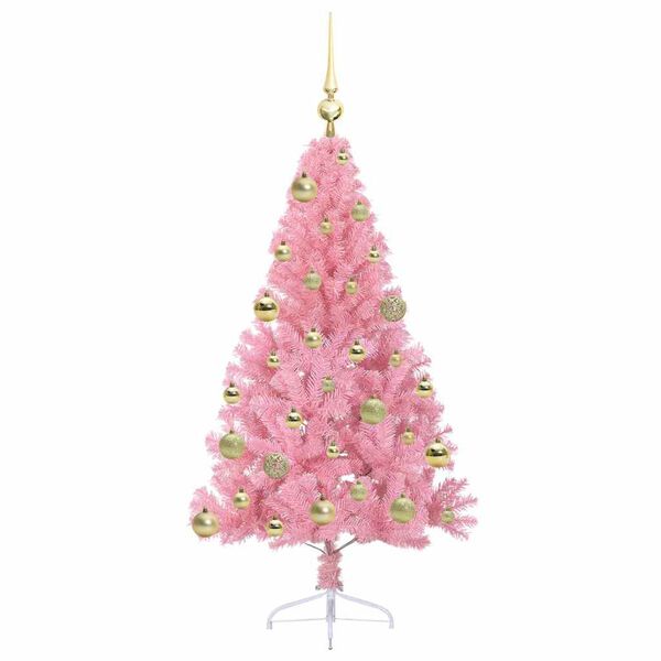 vidaXL Kunstmatig Voorverlicht Kerstboom met 150 LED Roze 120 cm PVC