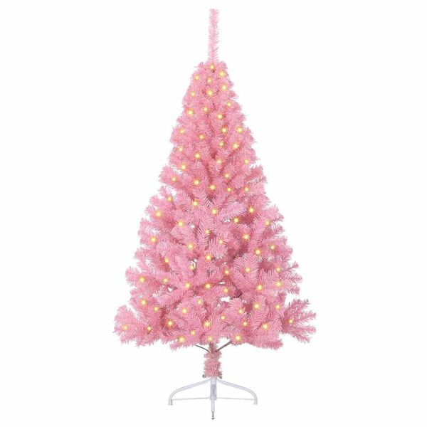 vidaXL Kunstmatig Voorverlicht Kerstboom met 150 LED Roze 150 cm PVC