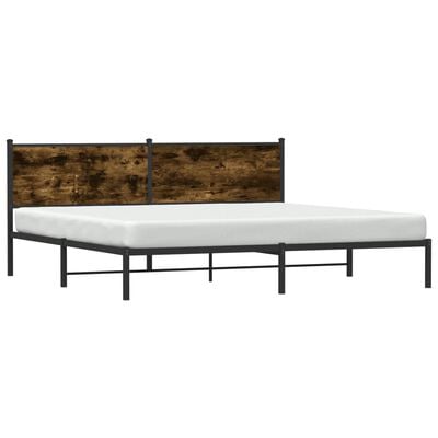 vidaXL Bedframe met hoofdbord metaal bruin eikenkleurig 90x200 cm