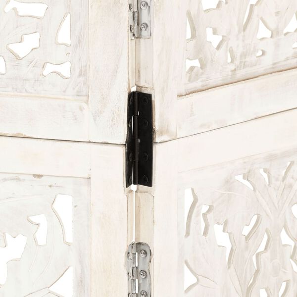 vidaXL Kamerscherm met 3 panelen handgesneden 120x165 cm mangohout wit