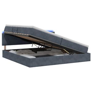 vidaXL LED Opslagbed met Matras Donkergrijs 200 x 200 cm Fluweel