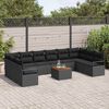 vidaXL Tuinbankenset met kussen 11 pcs Zwart poly rattan