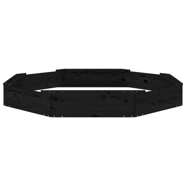 vidaXL Zandbak met bankjes achthoekig massief grenenhout zwart