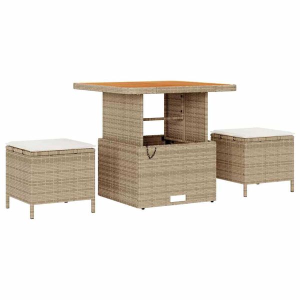 vidaXL Tuin Sofa Set met kussen met opslag 11 pcs Beige en Cr&egrave;me