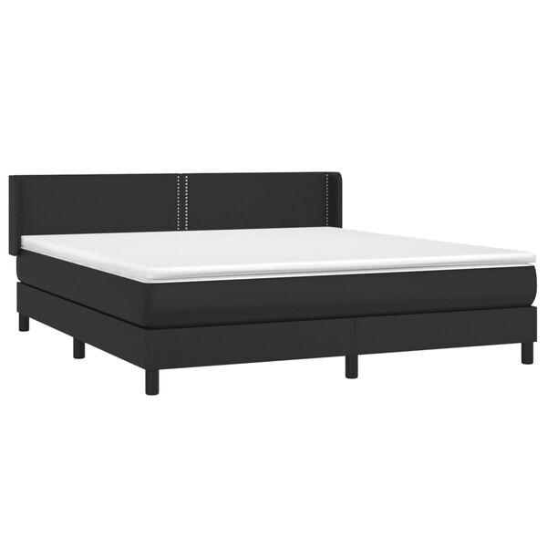 vidaXL Boxspring met matras kunstleer zwart 160x200 cm