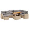 vidaXL 9-delige Loungeset met kussens poly rattan beige