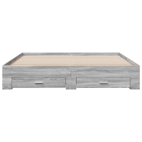 vidaXL Bedframe met lades bewerkt hout grijs sonoma eiken 200x200 cm