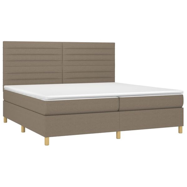 vidaXL Boxspring met matras stof taupe 200x200 cm