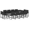 vidaXL 13-delige Tuinset met kussens poly rattan zwart
