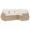 vidaXL 4-delige Loungeset met kussens poly rattan beige