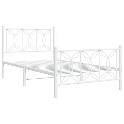 vidaXL Bedframe met hoofd- en voeteneinde metaal wit 100x200 cm