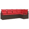 vidaXL Tuinbankenset 5 st Bruin en Rood poly rattan