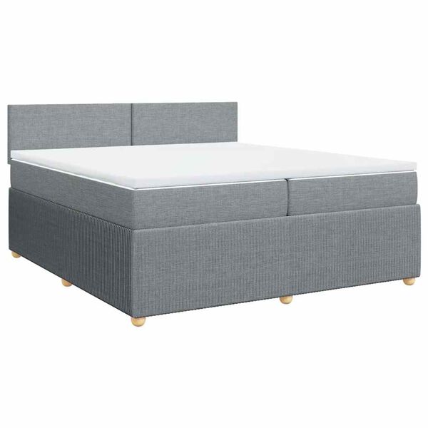 vidaXL Boxspring met matras stof lichtgrijs 200x200 cm