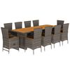 vidaXL 11-delige Tuinset met kussens poly rattan grijs
