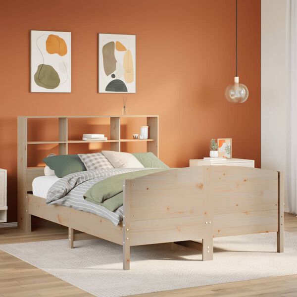 vidaXL Bed met boekenkast zonder matras massief grenenhout 120x190 cm