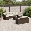 vidaXL 10-delige Loungeset met kussens poly rattan bruin