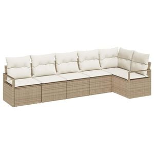 vidaXL Tuin Sofa Set met kussen met opslag 6 pcs Beige en Cr&egrave;me