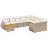 vidaXL 10-delige Loungeset met kussens poly rattan beige