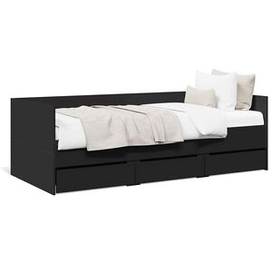 vidaXL Slaapbank met lades zonder matras 90x200 cm zwart