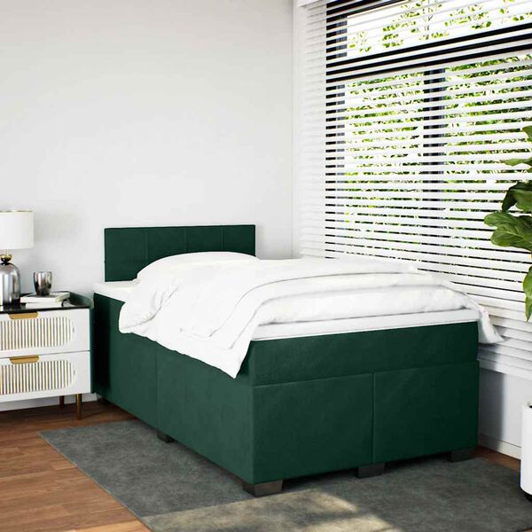 vidaXL Boxspring met matras fluweel donkergroen 120x190 cm