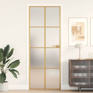 vidaXL Binnendeur smal 76x201,5 cm gehard glas en aluminium goudkleur