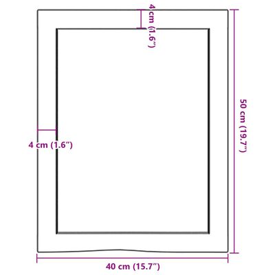 vidaXL Wastafelblad 40x50x(2-6) cm behandeld massief hout donkerbruin