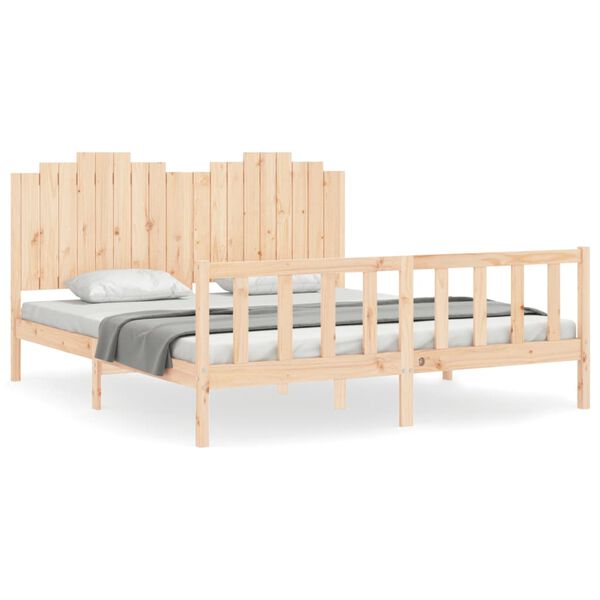 vidaXL Bedframe met hoofdbord massief hout 180x200 cm