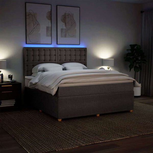 vidaXL Boxspring met matras stof taupe 180x200 cm