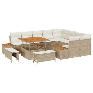 vidaXL Tuinbankenset 12 st 11-zits Beige Poly riet
