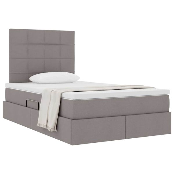 vidaXL Opslag bed met matras met matras Taupe 120 x 190 cm Stof