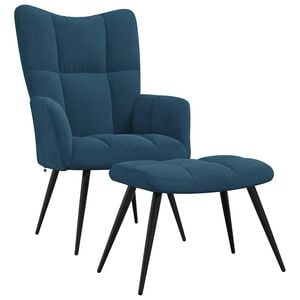 vidaXL Relaxstoel met voetenbank fluweel blauw