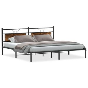 vidaXL Bedframe zonder matras 200x200 cm spaanplaat gerookt eiken