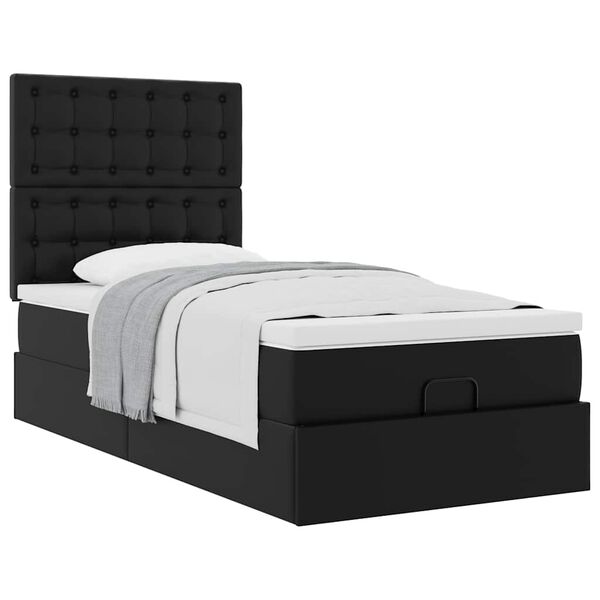 vidaXL Ottomaanse bed met matras 80x200cm kunstleer zwart