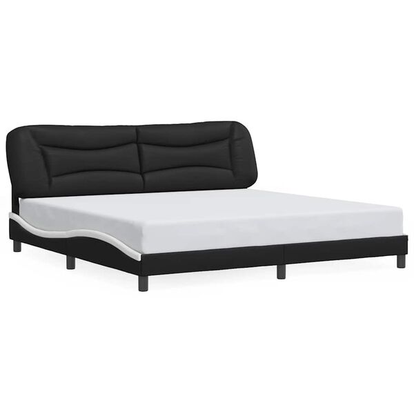 vidaXL Bedframe zonder matras "Hvar" kunstleer zwart en wit 200x200 cm