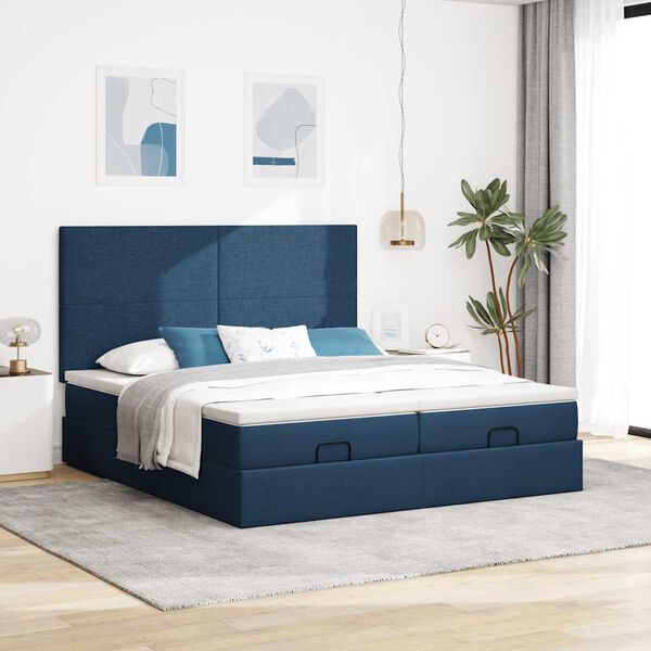 vidaXL Ottoman bed met matrassen 180x200cm stof blauw