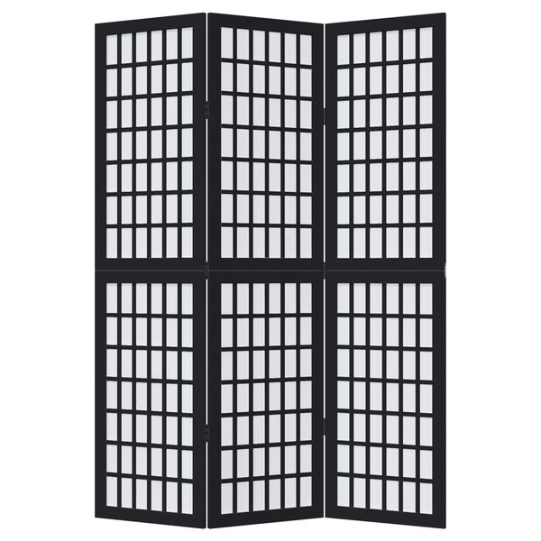 vidaXL Kamerscherm met 3 panelen massief paulowniahout zwart