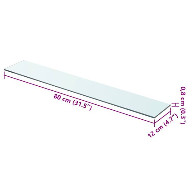vidaXL Wandschap transparant 80x12 cm glas