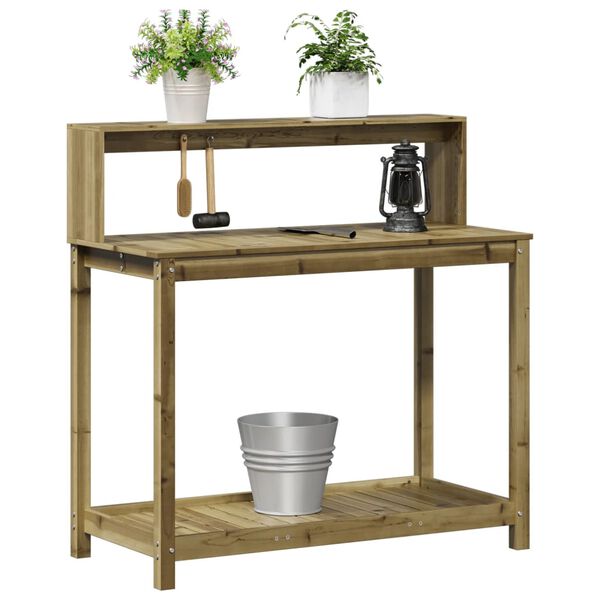 vidaXL Oppottafel met schappen 108x50x109,5 cm ge&iuml;mpregneerd hout