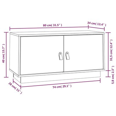 vidaXL Tv-meubel 80x34x40 cm massief grenenhout grijs