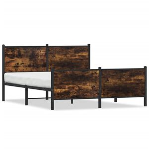 vidaXL Bedframe zonder matras metaal gerookt eikenkleurig 140x190 cm