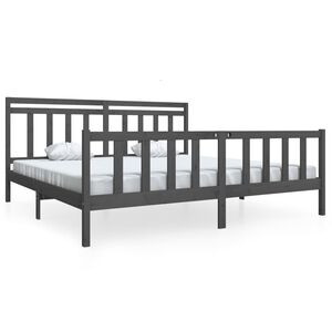 vidaXL Bedframe massief hout grijs 200x200 cm