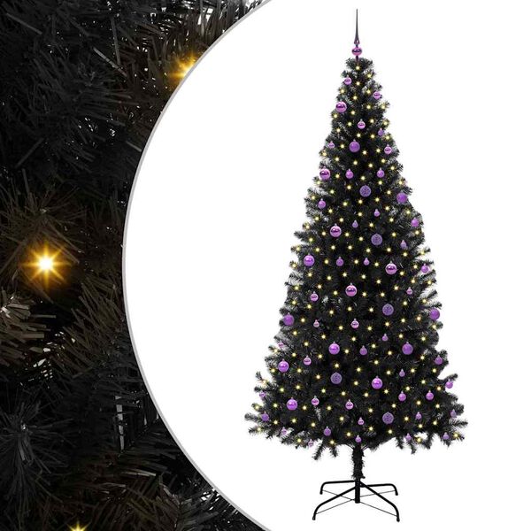 vidaXL Kerstboom met 300 LED met standaard Zwart 240 cm PVC